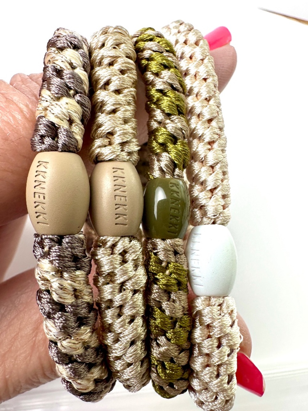 NWT 4-Bundle KKNEKKI Authentic Original Hair Ties Elastics in Beige Neutrals